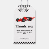 Twee snelle auto race jongen 2e verjaardag dank u cadeaulabel (Voorkant)