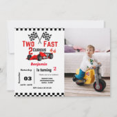 Twee snelle auto race Jongen 2e verjaardagsfeest Kaart (Voorkant)