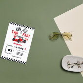 Twee snelle auto race Jongen 2e verjaardagsfeest Kaart