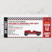 Twee snelle auto race ticket 2e verjaardag uitnodi kaart (Voorkant)