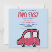 Twee snelle auto thema jongen 2e verjaardag kaart (Voorkant)
