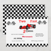 Twee snelle autojongens op de tweede verjaardag kaart (Voorkant / Achterkant)