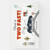 Twee snelle auto's 2e verjaardag banner (Verticaal)