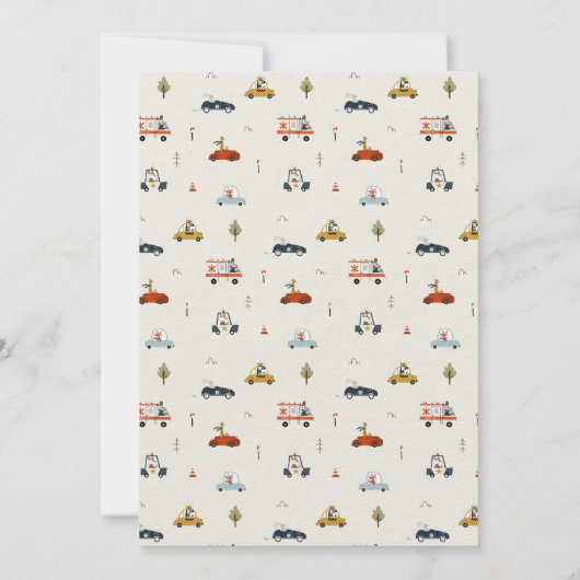 Twee snelle auto's uitnodigen kaart (Achterkant)