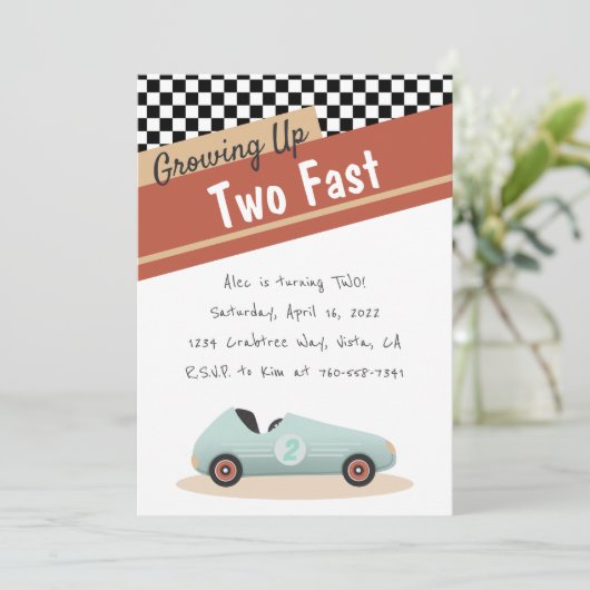 Twee snelle autothema's Uniek Geel Rood Zwart Kaart (Staand voorkant)