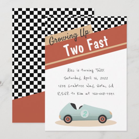 Twee snelle autothema's Uniek Geel Rood Zwart Kaart (Voorkant / Achterkant)