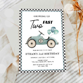 Twee snelle blauwe race auto jongens 2e verjaardag kaart