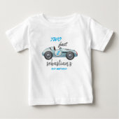 Twee snelle blauwe raceauto 2e verjaardagsuitnodig (Voorkant)