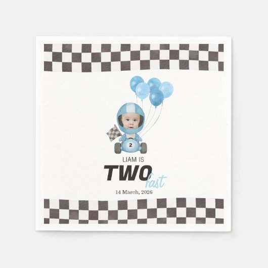 Twee snelle blauwe raceauto aangepaste foto 2e ver servet (Voorkant)