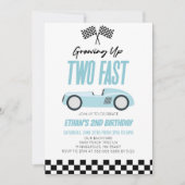 Twee snelle blauwe raceauto race auto 2e verjaarda kaart (Voorkant)