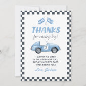 Twee snelle blauwe ritten tweede verjaardag bedankkaart (Voorkant)