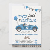 Twee snelle blauwe ritten tweede verjaardag kaart (Voorkant)