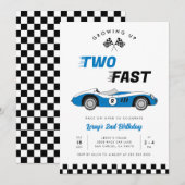 Twee snelle Blue Race Car Boy 2e Verjaardag Kaart (Voorkant / Achterkant)