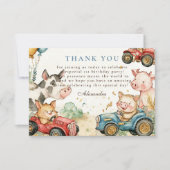 Twee snelle boerderijdieren 2e verjaardag bedankkaart (Voorkant)