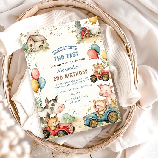 Twee snelle boerderijdieren 2e verjaardag kaart