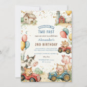 Twee snelle boerderijdieren 2e verjaardag kaart (Voorkant)