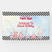 Twee snelle Dieren safari Racing Trein 2e HBD Part Spandoek (Horizontaal)