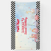 Twee snelle Dieren safari Racing Trein 2e HBD Part Spandoek (Verticaal)