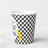 Twee snelle geboorte-feest-blauw-razenkar-2e verja papieren bekers (Links)