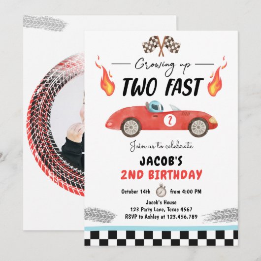 Twee snelle geboortecirkel op de tweede verjaardag kaart (Voorkant / Achterkant)