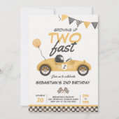 Twee snelle gele rackauto's opgroeien op 2e verjaa kaart (Voorkant)