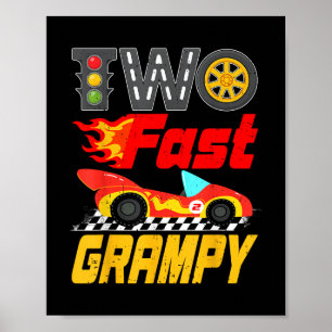 Twee snelle Grampy Pit Crew Racing Car Family Birt Poster