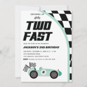 Twee snelle Groene Race Auto Verjaardagsfeestuitno Kaart (Voorkant)