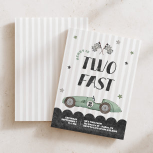Twee snelle jongens Groene raceauto 2e verjaardag Kaart