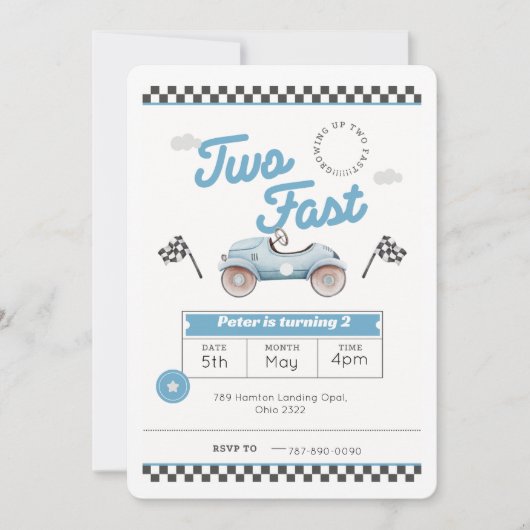 Twee snelle jongens verjaardag nodigt uit kaart (Voorkant)