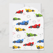 Twee snelle Kinder raceauto's van de tweede verjaa Kaart (Achterkant)