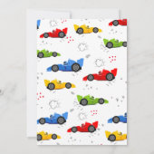 Twee snelle Kinder raceauto's van de tweede verjaa Kaart (Achterkant)