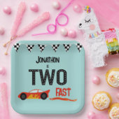 TWEE snelle kinder racewagen tweede verjaardagsfee Papieren Bordje (Feest)