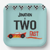 TWEE snelle kinder racewagen tweede verjaardagsfee Papieren Bordje (Voorkant)