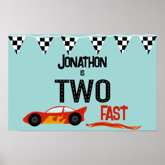 TWEE snelle kinder racewagen tweede verjaardagsfee Poster (Voorkant)