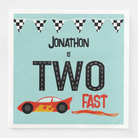 TWEE snelle kinder racewagen tweede verjaardagsfee Servet (Voorkant)