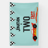 TWEE snelle kinder racewagen tweede verjaardagsfee Spandoek (Verticaal)