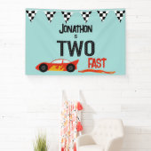TWEE snelle kinder racewagen tweede verjaardagsfee Spandoek (Insitu)