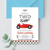 Twee snelle meisje rode race auto  verjaardag kaart