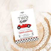 Twee snelle meisje rode race auto  verjaardag kaart