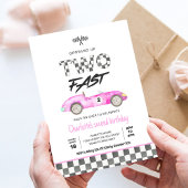 Twee snelle meisje roze race auto  verjaardag kaart