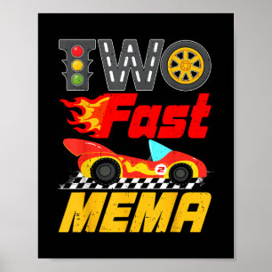Twee snelle Mema Pit Crew Racing Car Family Verjaa Poster