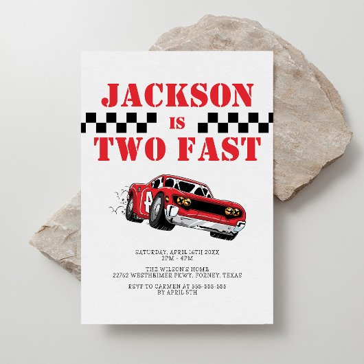 Twee snelle moderne Rode Race Jongen 2e verjaardag Kaart