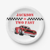 Twee snelle moderne Rode Race Jongen 2e verjaardag Papieren Bordje (Voorkant)