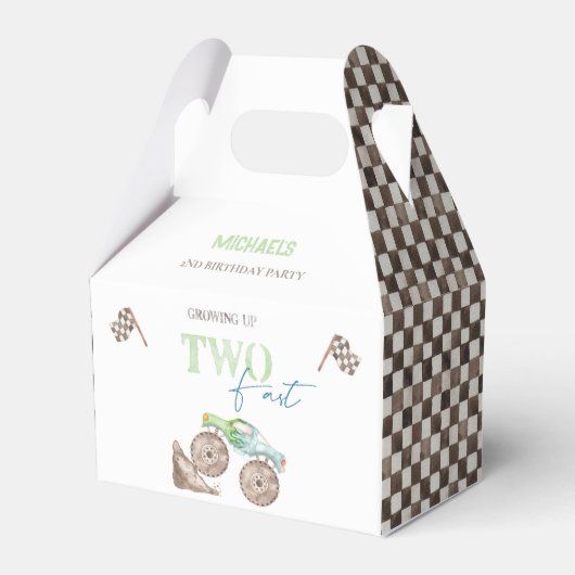 TWEE snelle Monster Truck Verjaardag Favor Box Bedankdoosjes (Voorkant Zijde)
