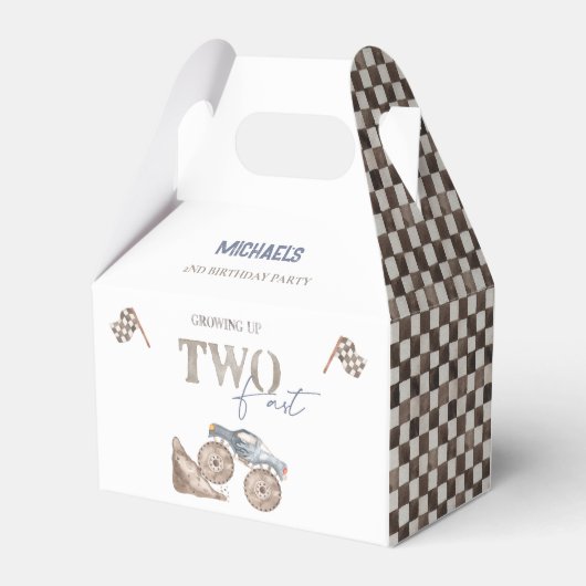 TWEE snelle Monster Truck Verjaardag Favor Box Bedankdoosjes (Achterkant)