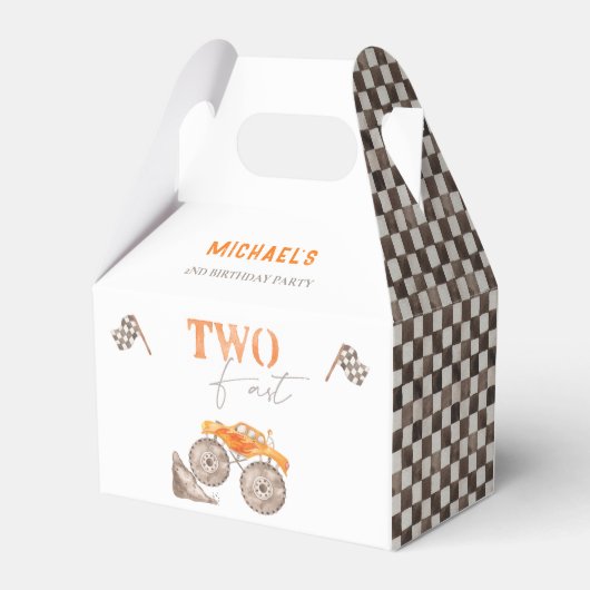 TWEE snelle Monster Truck Verjaardag Favor Box Bedankdoosjes (Achterkant)