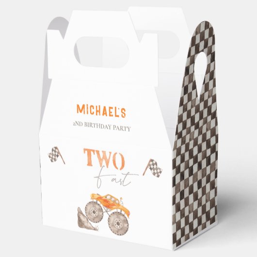 TWEE snelle Monster Truck Verjaardag Favor Box Bedankdoosjes (Geopend)
