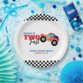 Twee snelle monstertruck 2e verjaardag papieren bordje (Feest)