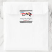 Twee snelle monstertruck 2e verjaardag vierkante sticker (Tas)