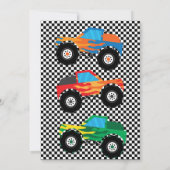 Twee snelle monstertruck tweede verjaardag uitnodi kaart (Achterkant)